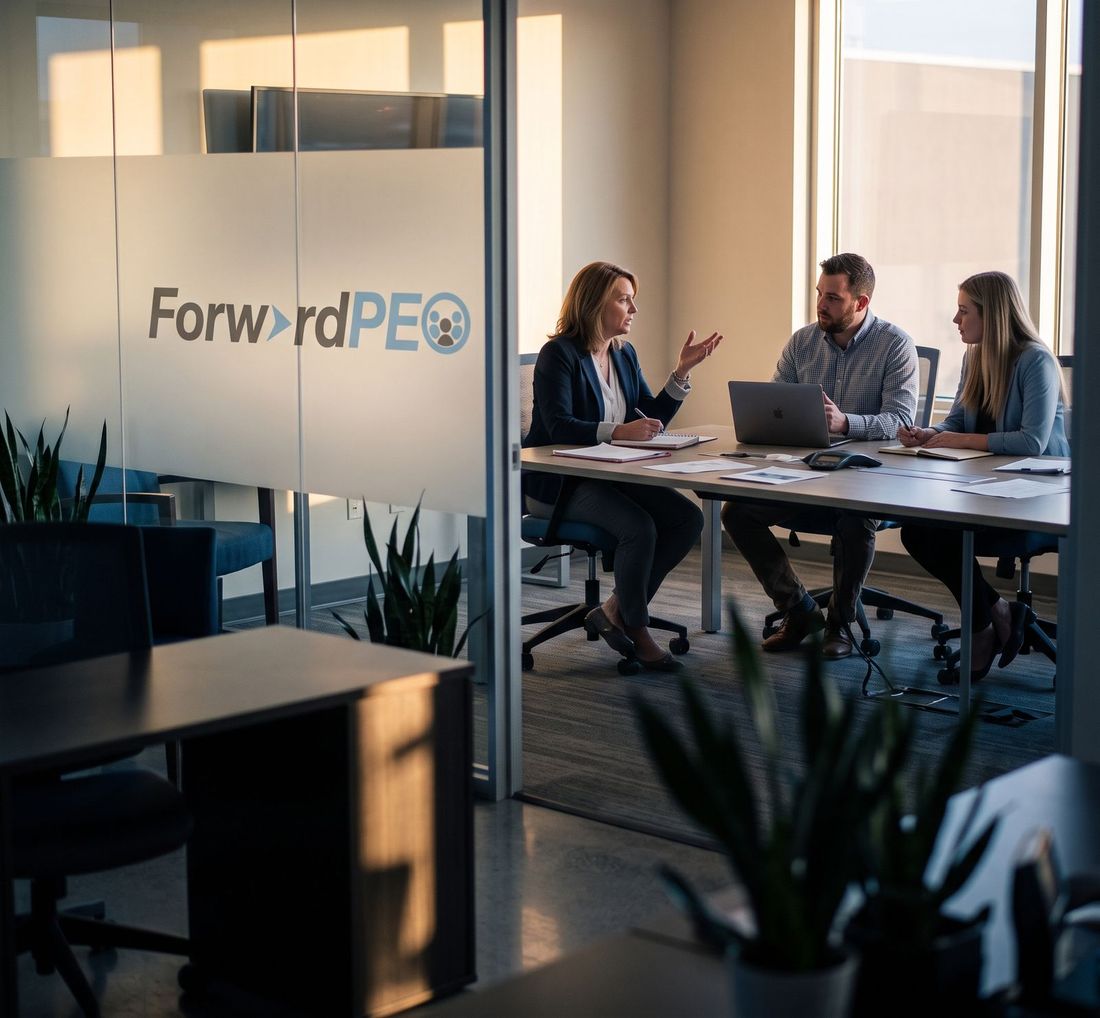 Professionals meeting in a ForwardPEO office